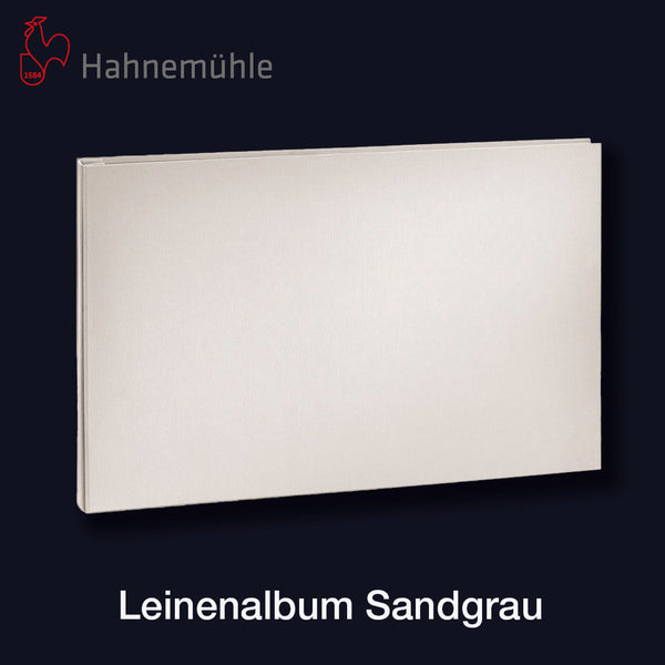 HAHNEMÜHLE Leinenalbum A4 Querformat - Cover Set sandgrau